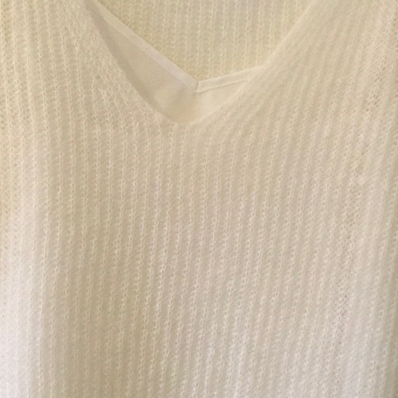 New ecru Lightweight ivory, see-through sweater with built-in removable camisole - Picture 2 of 6